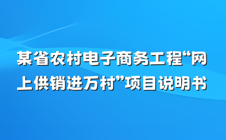 某省农村电子商务工程“网上供销进万村”项目说明书