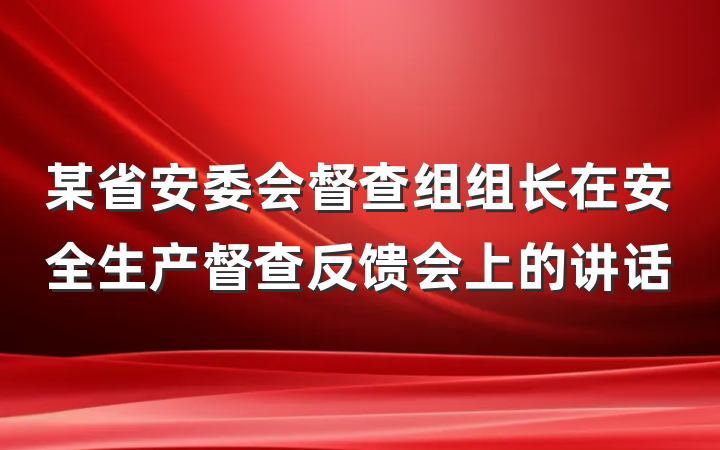 某省安委会督查组组长在安全生产督查反馈会上的讲话