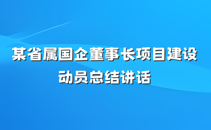某省属国企董事长项目建设动员总结讲话