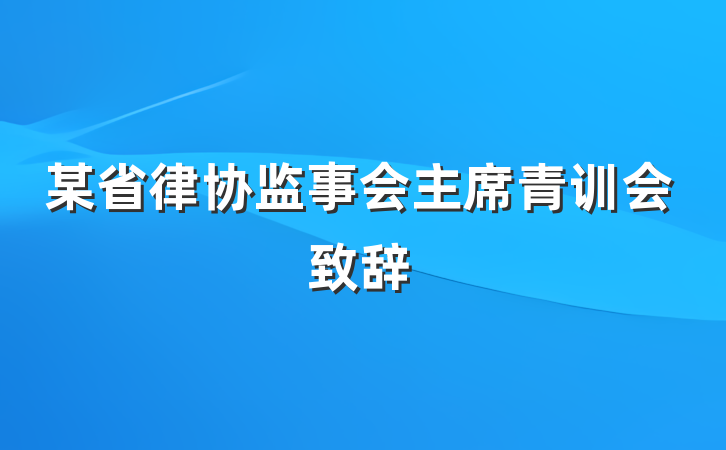 某省律协监事会主席青训会致辞