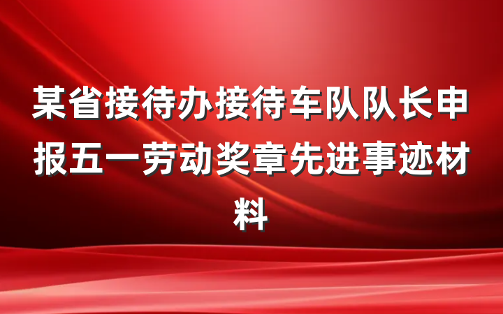 某省接待办接待车队队长申报五一劳动奖章先进事迹材料
