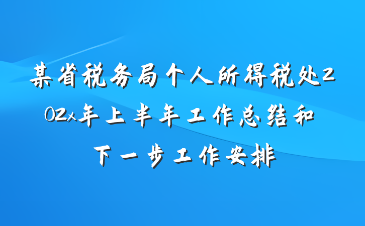 某省税务局个人所得税处202x年上半年工作总结和下一步工作安排
