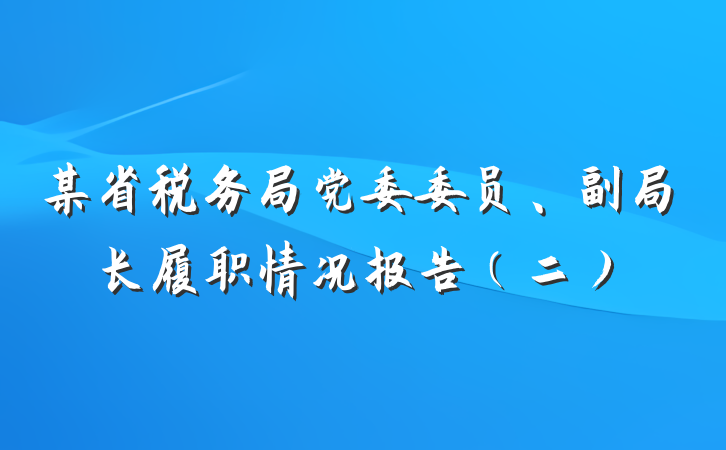 某省税务局党委委员、副局长履职情况报告（二）