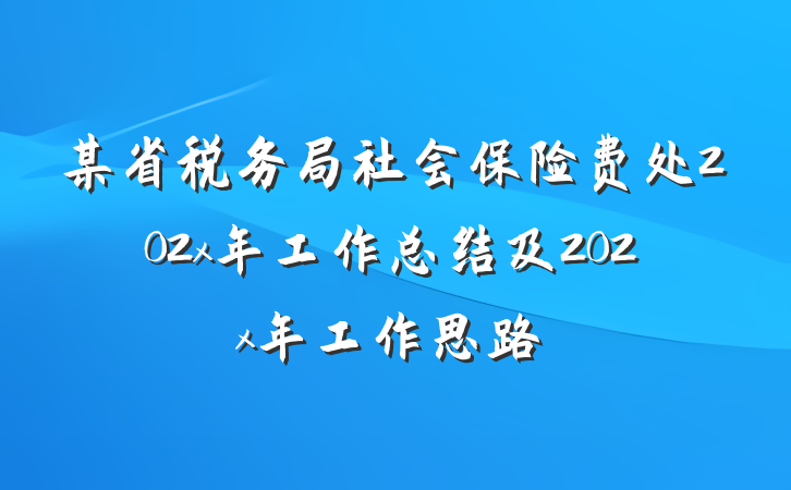 某省税务局社会保险费处202x年工作总结及202x年工作思路