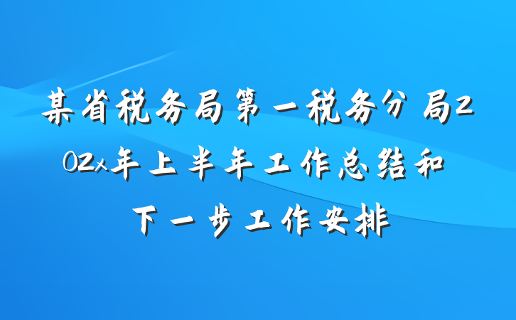 某省税务局第一税务分局202x年上半年工作总结和下一步工作安排