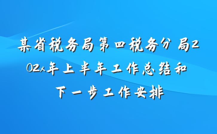 某省税务局第四税务分局202x年上半年工作总结和下一步工作安排