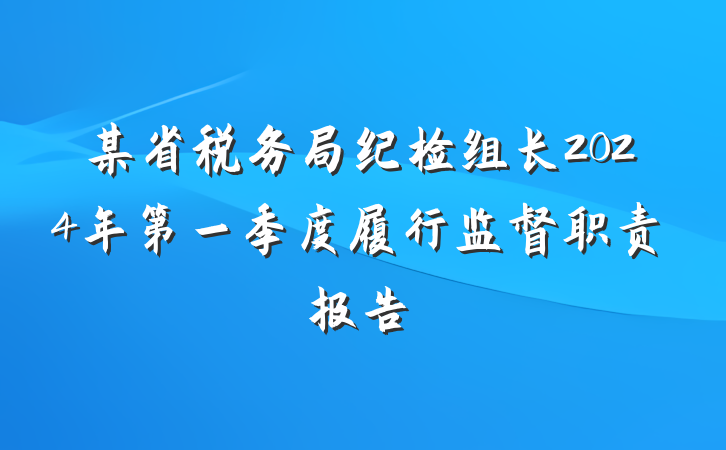 某省税务局纪检组长2024年第一季度履行监督职责报告