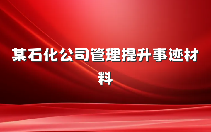 某石化公司管理提升事迹材料