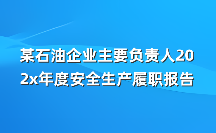 某石油企业主要负责人202x年度安全生产履职报告