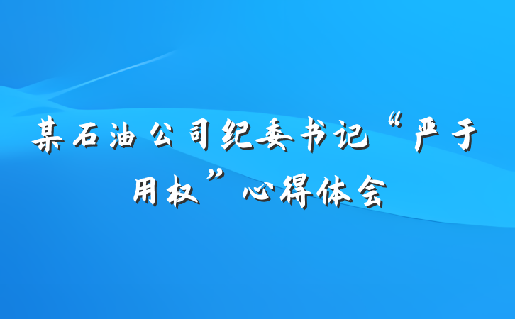 某石油公司纪委书记“严于用权”心得体会