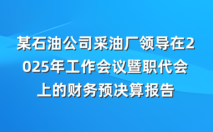 某石油公司采油厂领导在2025年工作会议暨职代会上的财务预决算报告