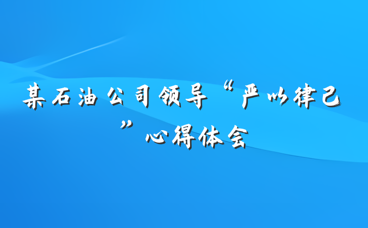 某石油公司领导“严以律己”心得体会