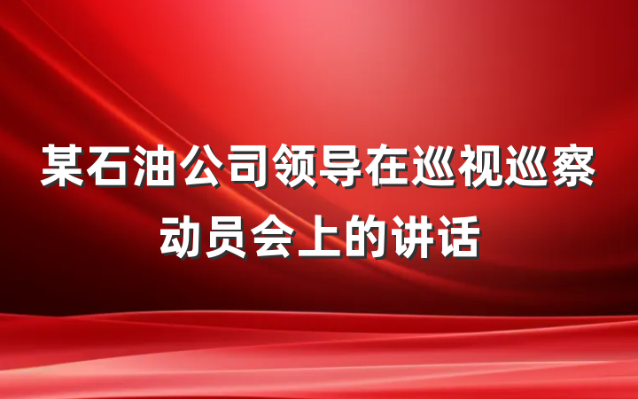 某石油公司领导在巡视巡察动员会上的讲话