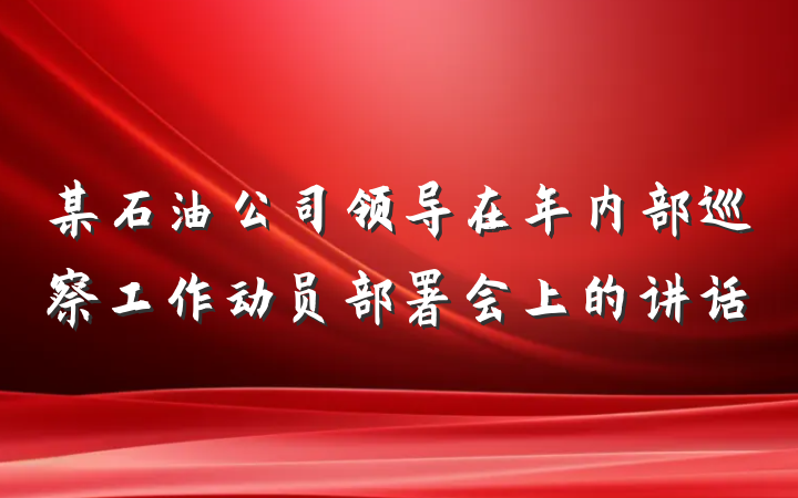 某石油公司领导在年内部巡察工作动员部署会上的讲话