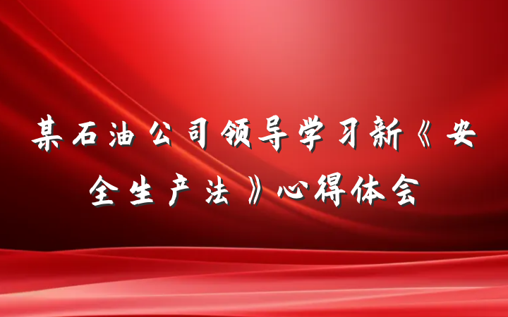 某石油公司领导学习新《安全生产法》心得体会