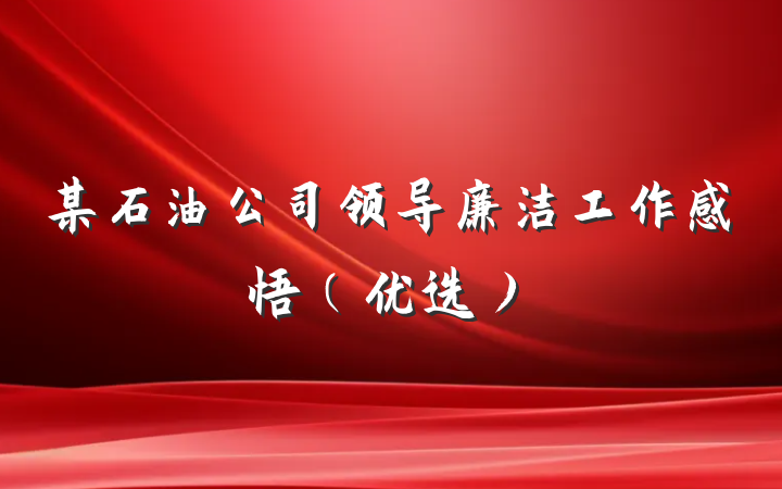 某石油公司领导廉洁工作感悟（优选）