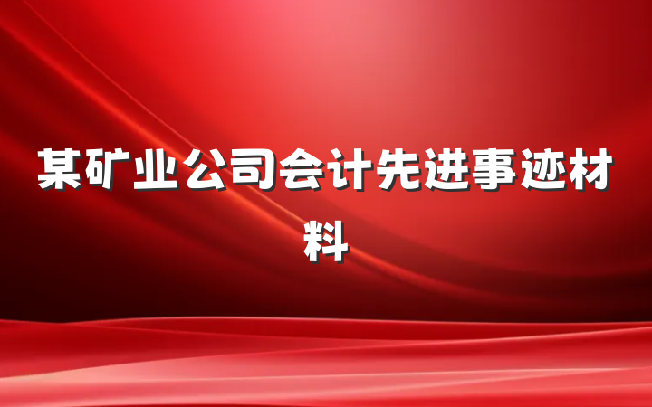 某矿业公司会计先进事迹材料