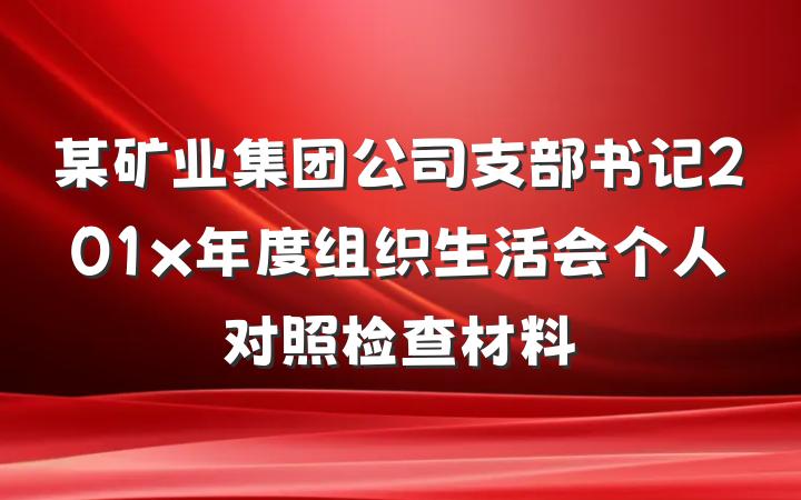 某矿业集团公司支部书记201x年度组织生活会个人对照检查材料