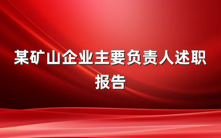 某矿山企业主要负责人述职报告