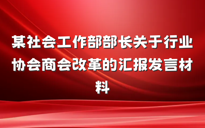 某社会工作部部长关于行业协会商会改革的汇报发言材料