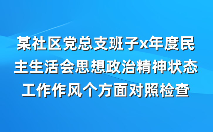 某社区党总支班子x年度民主生活会思想政治精神状态工作作风个方面对照检查
