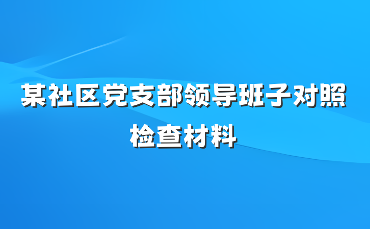 某社区党支部领导班子对照检查材料