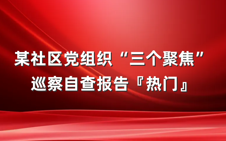 某社区党组织“三个聚焦”巡察自查报告『热门』