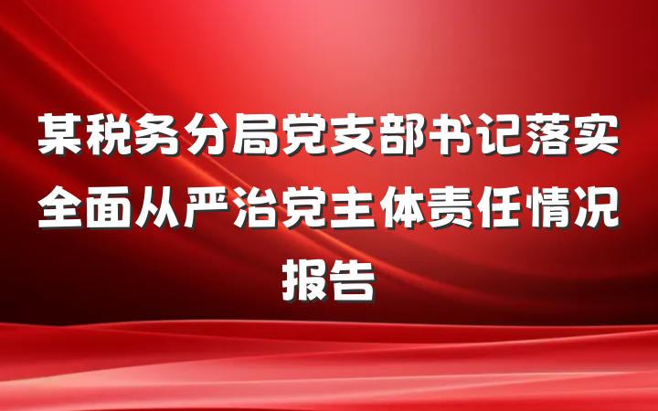 某税务分局党支部书记落实全面从严治党主体责任情况报告
