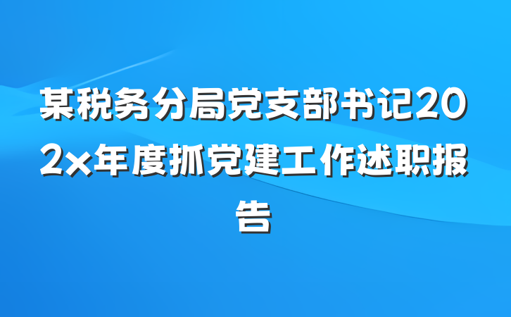 某税务分局党支部书记202x年度抓党建工作述职报告