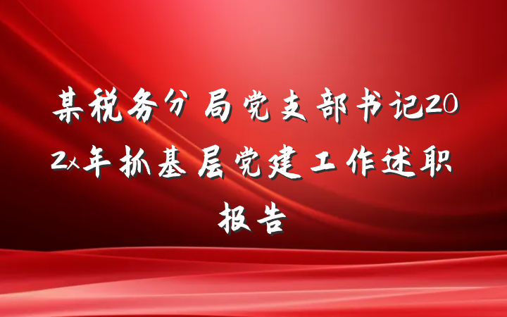 某税务分局党支部书记202x年抓基层党建工作述职报告