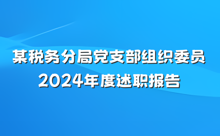 某税务分局党支部组织委员2024年度述职报告