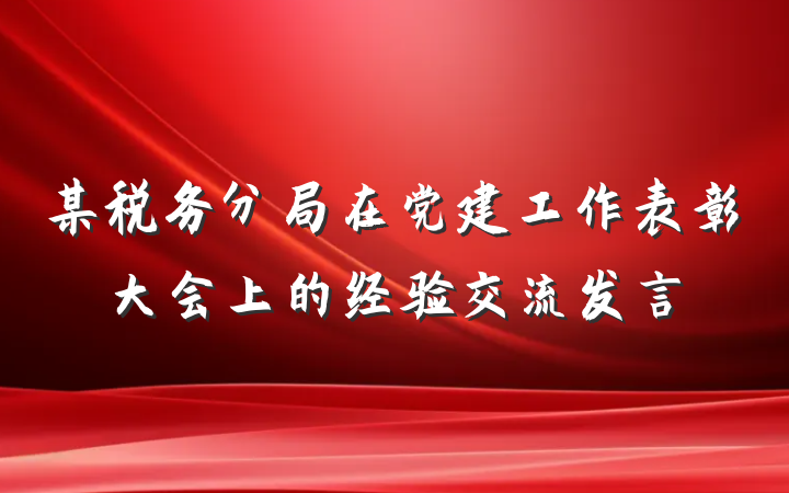 某税务分局在党建工作表彰大会上的经验交流发言