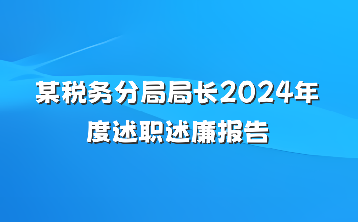 某税务分局局长2024年度述职述廉报告