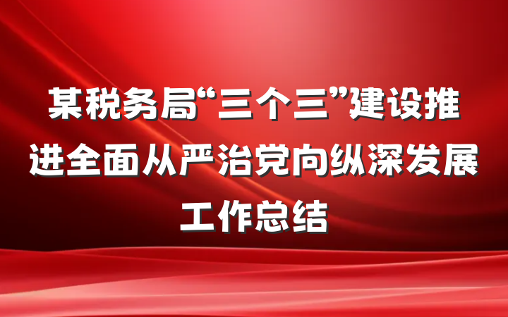 某税务局“三个三”建设推进全面从严治党向纵深发展工作总结