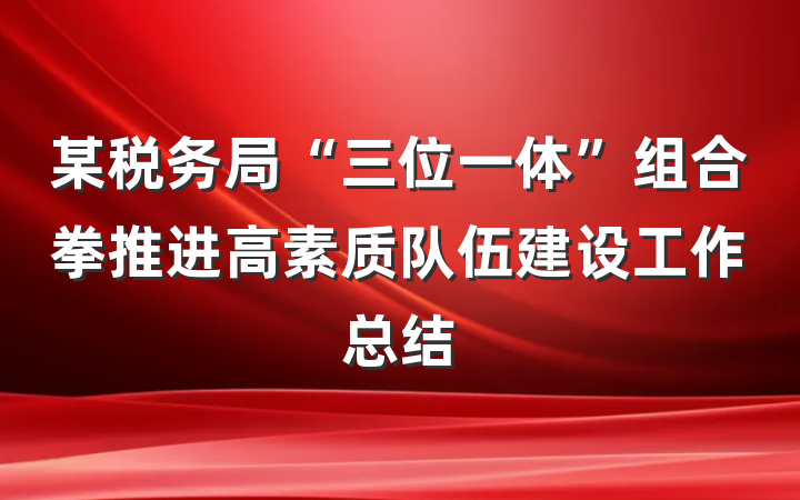 某税务局“三位一体”组合拳推进高素质队伍建设工作总结