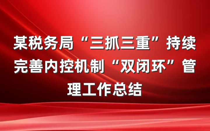 某税务局“三抓三重”持续完善内控机制“双闭环”管理工作总结