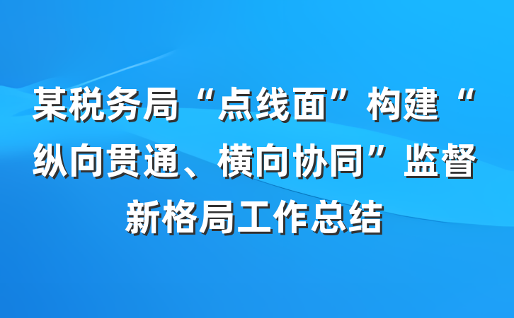 某税务局“点线面”构建“纵向贯通、横向协同”监督新格局工作总结
