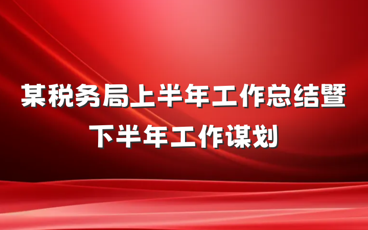 某税务局上半年工作总结暨下半年工作谋划