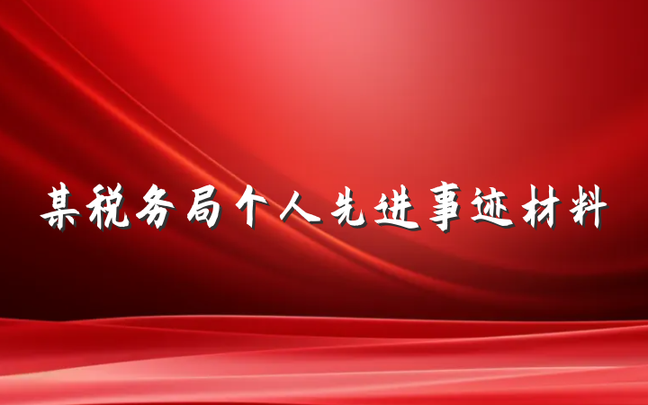 某税务局个人先进事迹材料