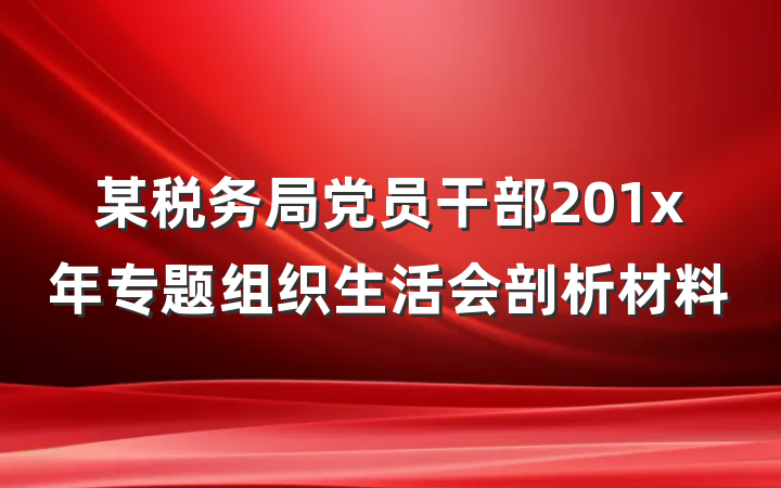 某税务局党员干部201x年专题组织生活会剖析材料