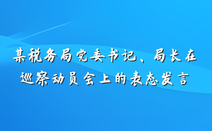 某税务局党委书记、局长在巡察动员会上的表态发言