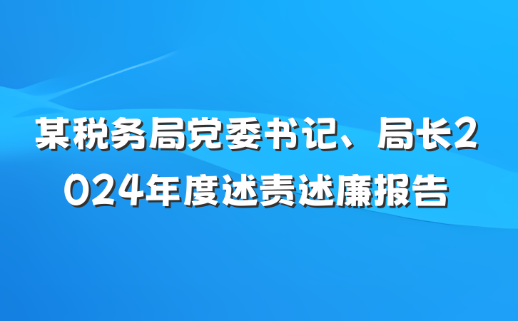 某税务局党委书记、局长2024年度述责述廉报告