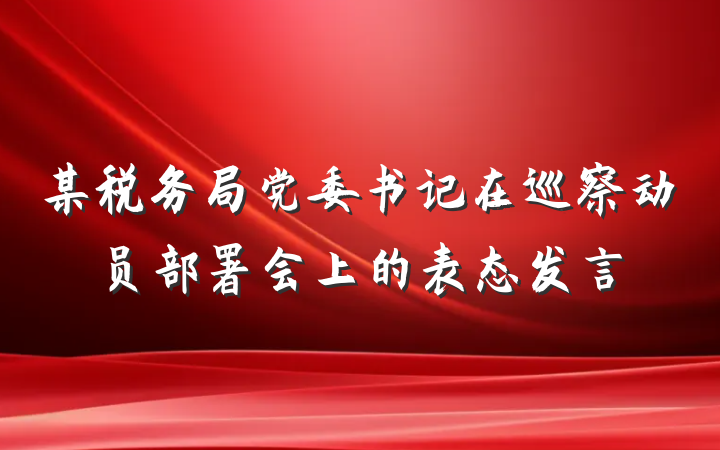 某税务局党委书记在巡察动员部署会上的表态发言