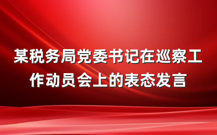 某税务局党委书记在巡察工作动员会上的表态发言