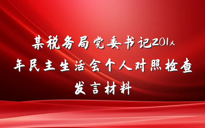 某税务局党委书记201x年民主生活会个人对照检查发言材料