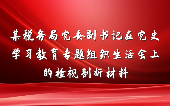 某税务局党委副书记在党史学习教育专题组织生活会上的检视剖析材料