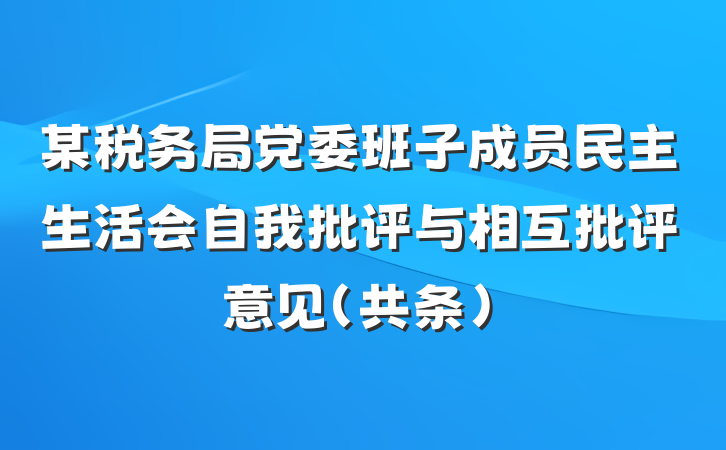 某税务局党委班子成员民主生活会自我批评与相互批评意见（共条）