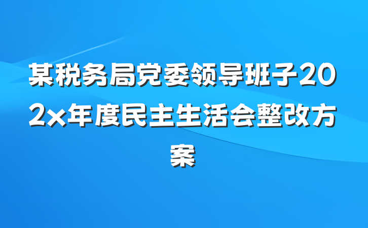 某税务局党委领导班子202x年度民主生活会整改方案