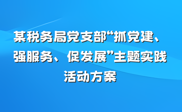 某税务局党支部“抓党建、强服务、促发展”主题实践活动方案