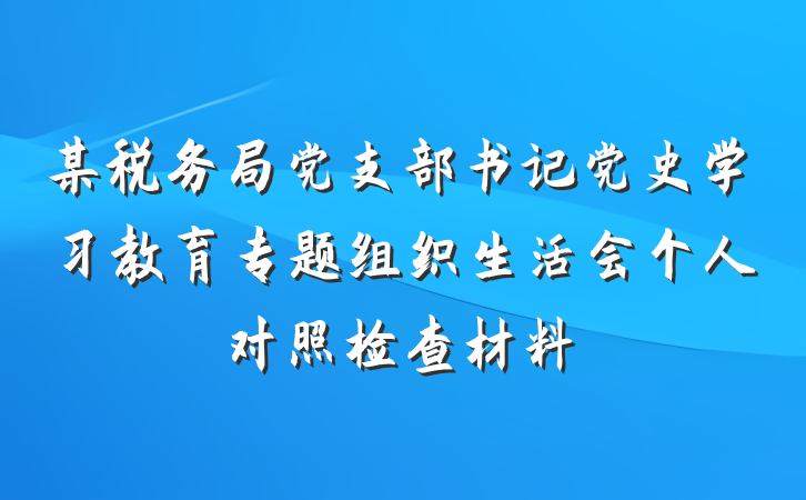 某税务局党支部书记党史学习教育专题组织生活会个人对照检查材料